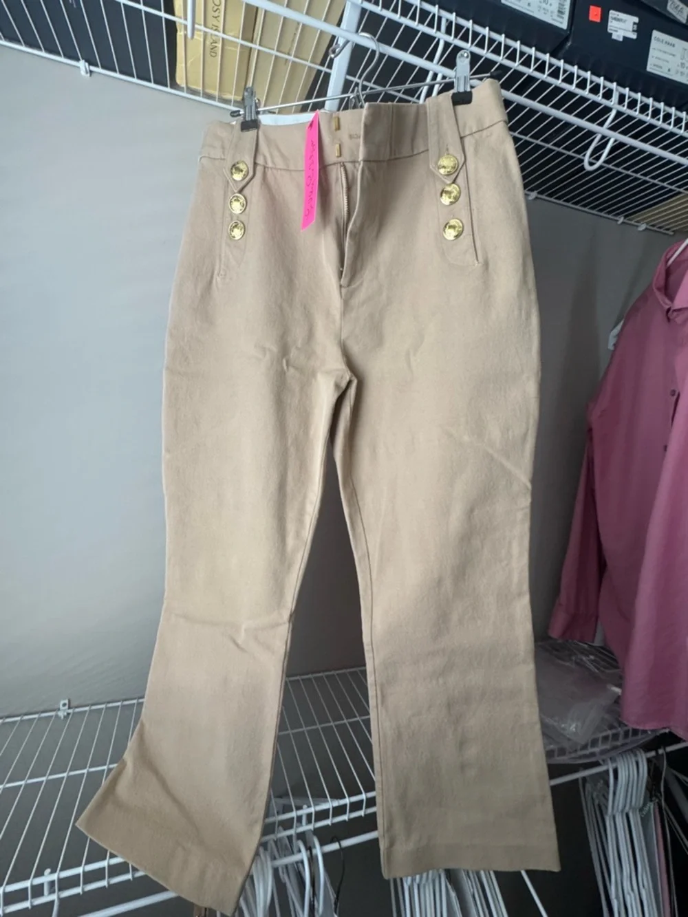 LILLY PULITZER PARRISH PANTS EVENING SAND TAN NWT 12 - Picture 2 of 3